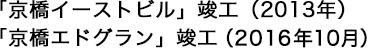 「京橋イーストビル」竣工（2013年）「京橋エドグラン」竣工（2016年10月）
